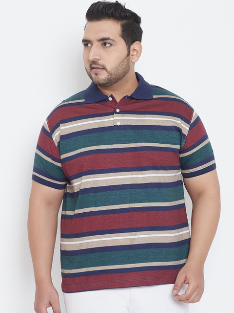 

bigbanana Men Multicoloured Striped Polo Collar T-shirt, Multi