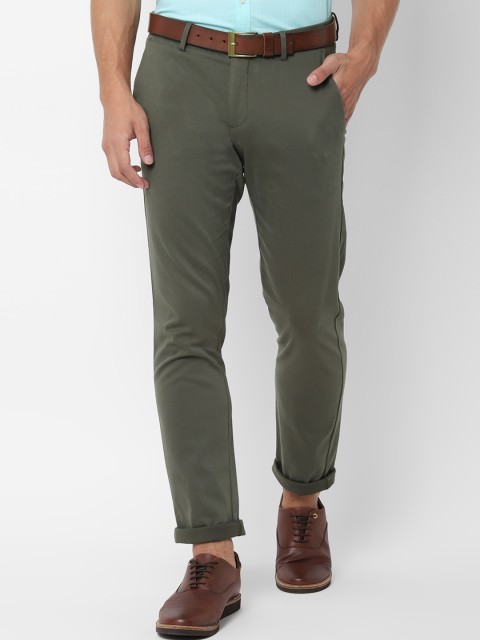 

Allen Solly Men Olive Green Slim Fit Solid Regular Trousers