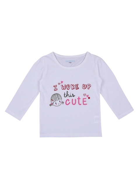 

Pantaloons Baby Girls White & Pink Printed Round Neck T-shirt