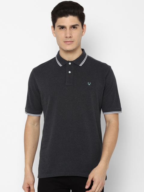 

Allen Solly Men Charcoal Grey Solid Polo Collar T-shirt