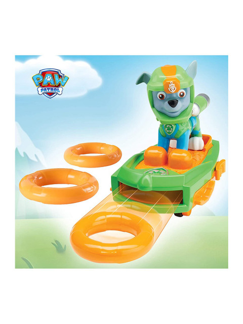 

PAW PATROL Unisex Kids Green & Orange Sea Patrol Light Up Rocky with Pup Pack and Mission Card Toy