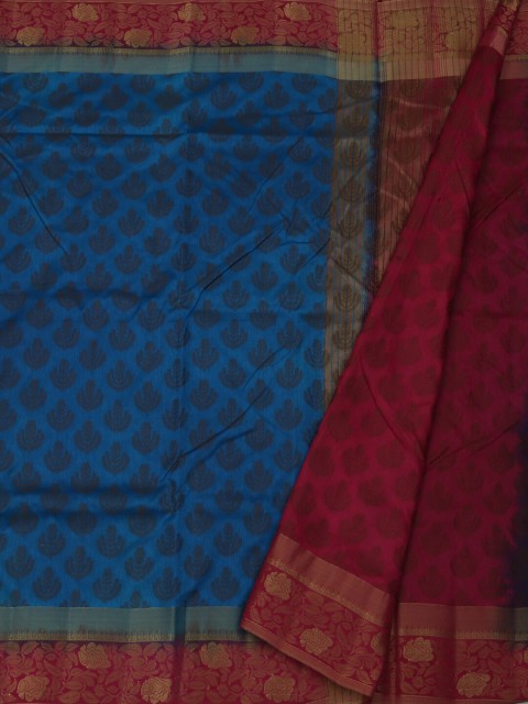 

Pothys Blue & Red Jute Silk Woven Design Saree