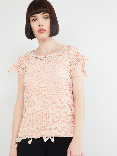 

max Women Pink Self Design Top