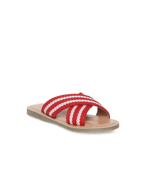 

Aria Nica Boys Red Woven Design Canvas Open Toe Flats