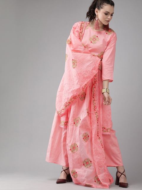 

Ishin Pink Pure Cotton Unstitched Dress Material