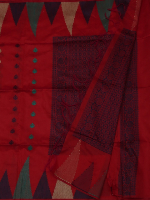 

Pothys Red Woven Design Jute Silk Saree