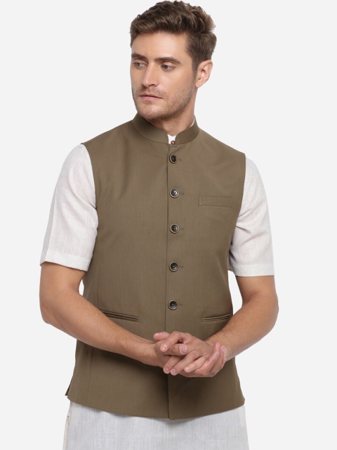 

JADE BLUE Men Brown Solid Modi Jacket