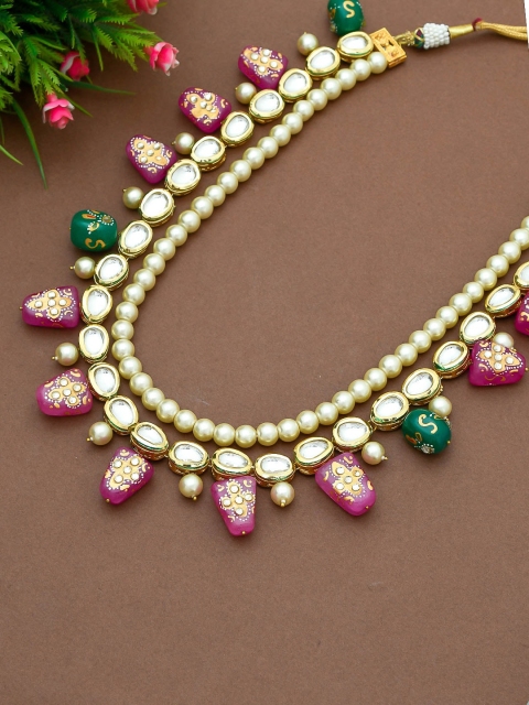 

Imittire Women Gold-Plated Pink Kundan Polki Necklace