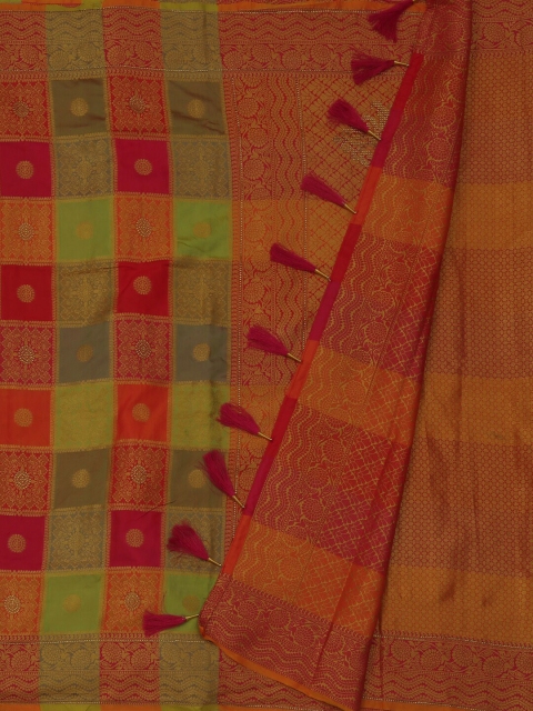 

Pothys Orange Woven Design Jute Silk Saree