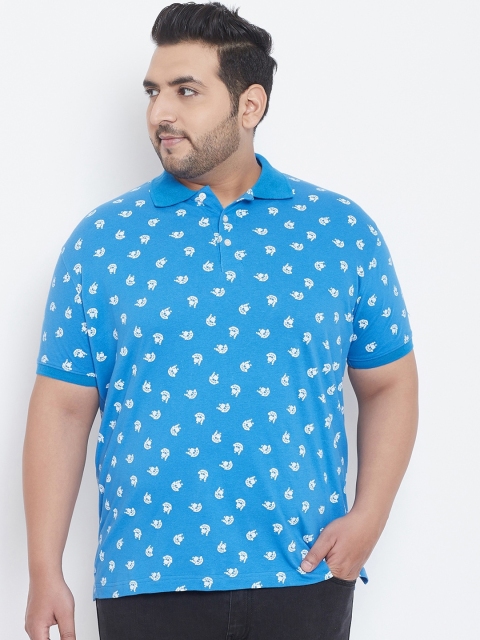 

bigbanana Men Blue Printed Polo Collar T-shirt