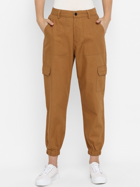

FOSH Women Mustard Yellow Smart Regular Fit Solid Denim Joggers
