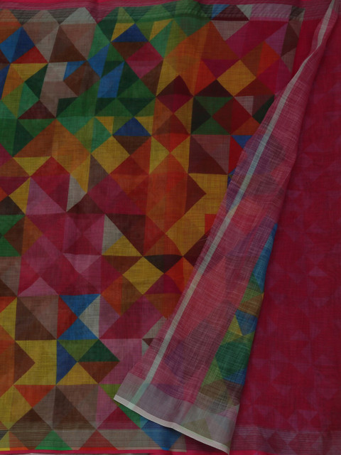 

Pothys Multicoloured Printed Linen Blend Saree, Multi