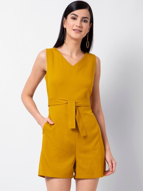 

FabAlley Women Yellow Solid Playsuit