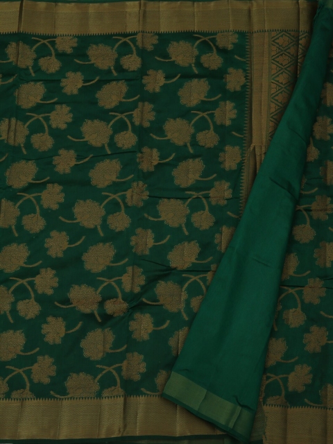 

Pothys Green & Gold-Toned Jute Silk Woven Design Saree