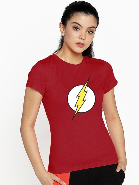 

Bewakoof Women Red Flash Printed Round Neck T-shirt