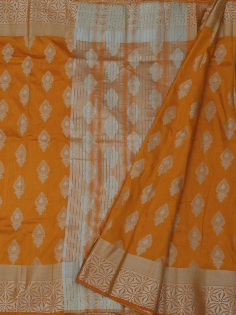 

Pothys Orange Woven Design Jute Silk Saree