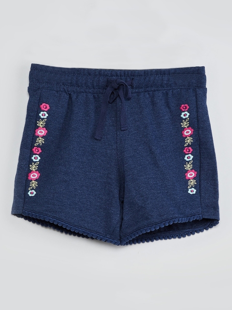 

max Girls Blue Solid Regular Fit Regular Shorts