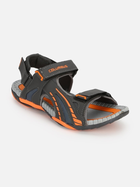 

Columbus Men Orange & Grey Printed Sports Sandals
