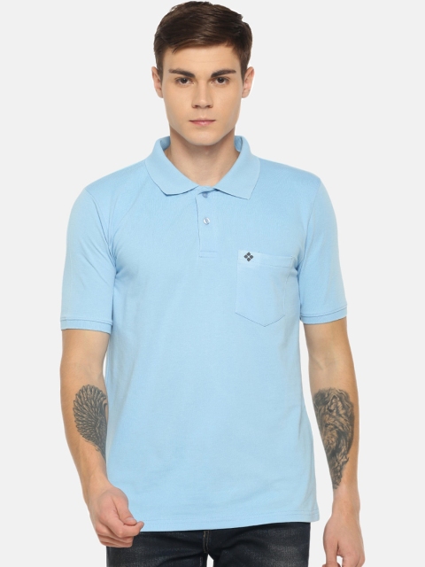 

Dollar Men Blue Solid Polo Collar T-shirt
