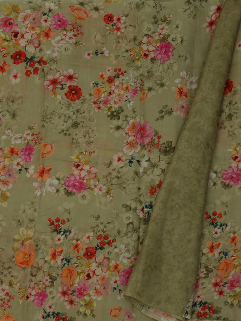 

Pothys Green & Pink Jute Silk Printed Saree