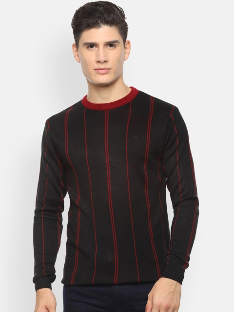 

V Dot Men Black Striped Pullover Sweater