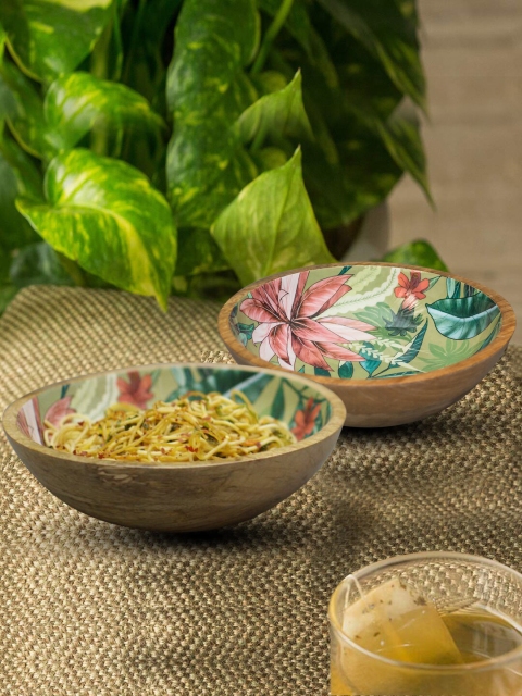 

nestroots Set Of 2 Wooden Serving Bowl, Green