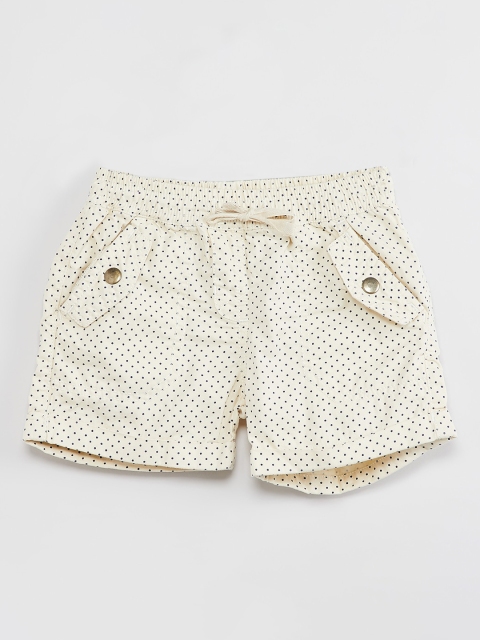 

max Girls Cream-Coloured Printed Regular Fit Regular Shorts