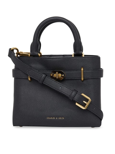 

CHARLES & KEITH Black Solid Satchel
