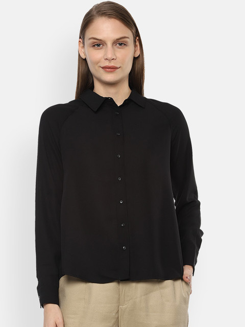 

Van Heusen Women Black Regular Fit Solid Formal Shirt