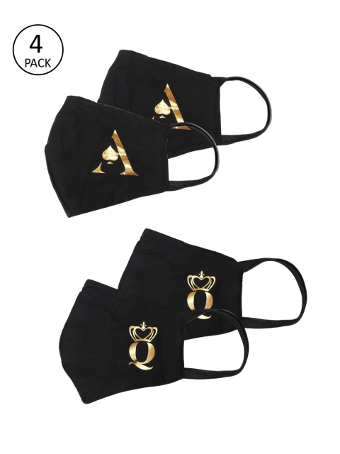 

Bellofox Women Black 4 Pcs Reusable 3-Ply Ikka and Begum Cloth Masks