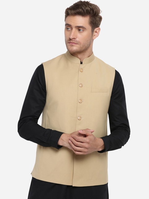 

JADE BLUE Men Beige Solid Modi Jacket