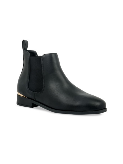 

London Rag Women Black Mid-Top Flat Chelsea Boots