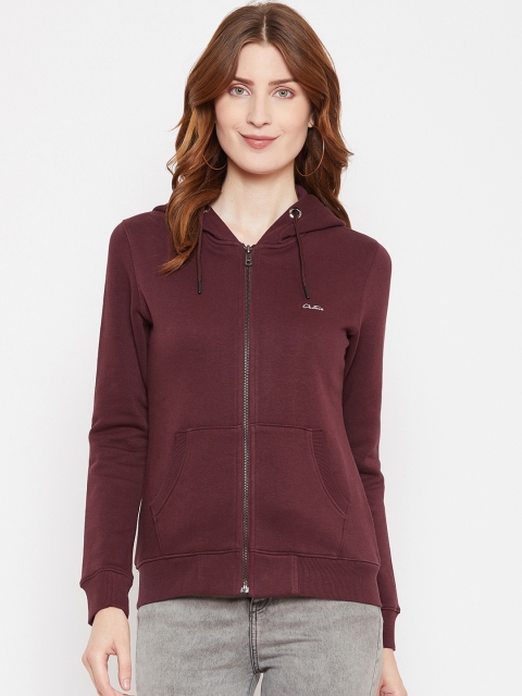 

Octave Women Burgundy Solid Hooded Sweatshirt