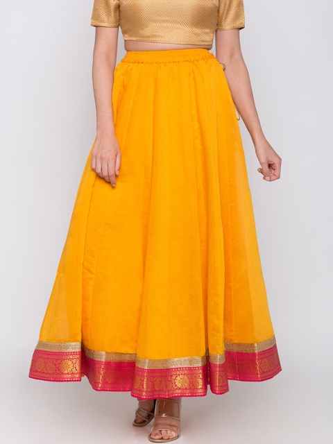 

Globus Women Mustard Yellow & Red Flared Maxi Skirt