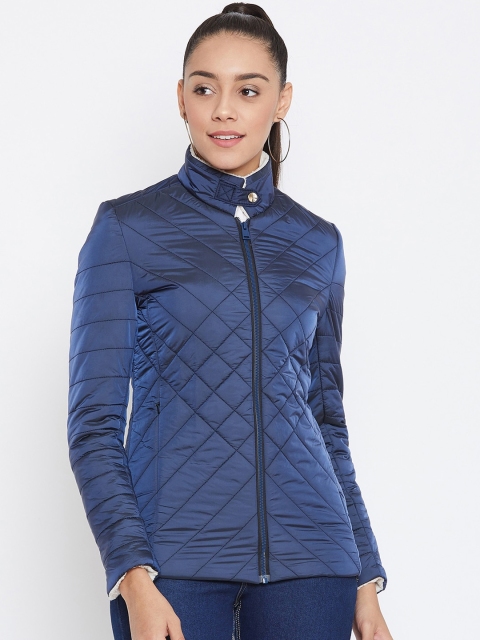 

Spirit Women Navy Blue Solid Windcheater Quilted Jacket