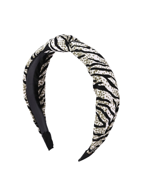

BuckleUp Women Black & White Animal Printed Hairband