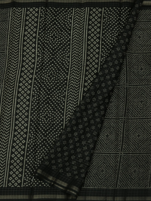 

Pothys Black Printed Jute Silk Saree