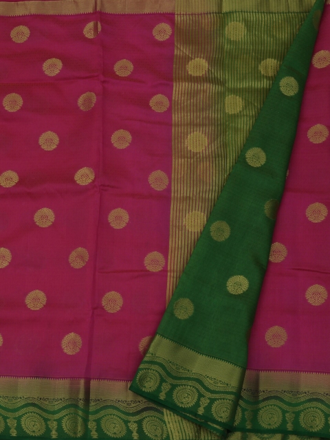 

Pothys Magenta & Green Jute Silk Printed Saree