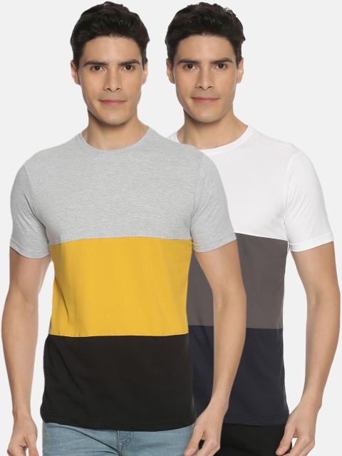 

IVOC Men Pack of 2 Colourblocked Round Neck T-shirt, Multi