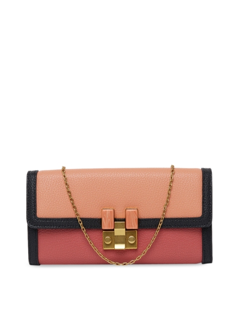 

CHARLES & KEITH Women Peach-Coloured Solid Two Fold Wallet