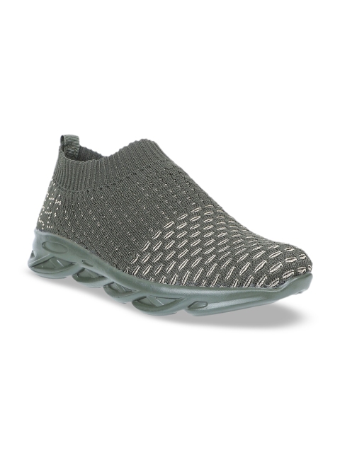 

STEPpings Women Olive Green Mesh Walking Shoes