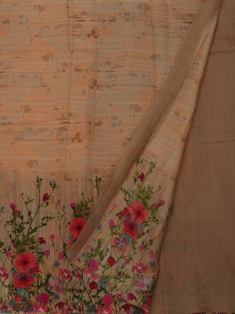 

Pothys Peach-Coloured & Red Jute Silk Printed Saree
