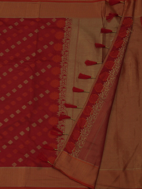 

Pothys Red Woven Design Jute Silk Saree