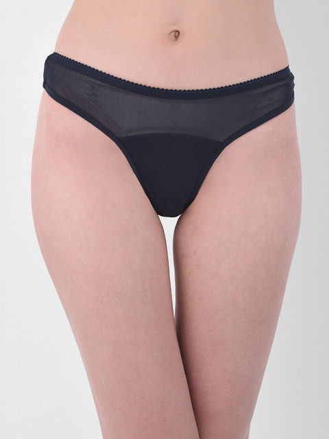 

Clovia Women Navy Blue Solid Thongs PN1768P08S