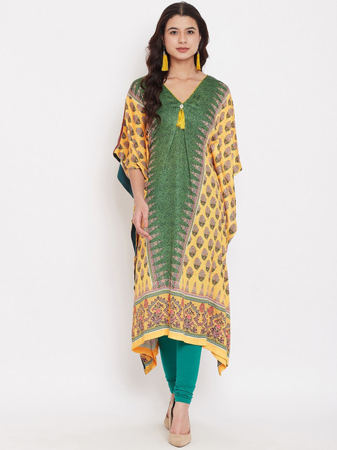 

The Kaftan Company Women Yellow & Green Printed Kaftan Kurta