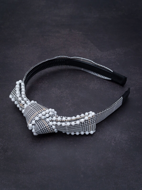 

Golden Peacock Black Knot Style Pearl Trim Edge Hairband