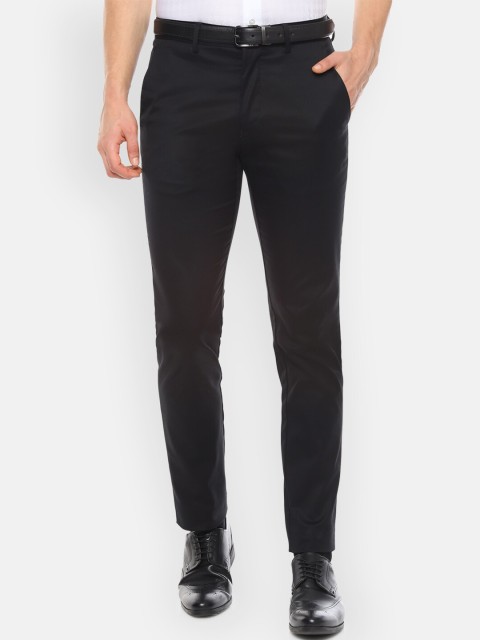 

Louis Philippe Men Black Slim Fit Solid Formal Trousers