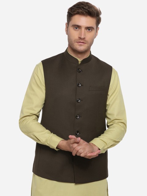 

JADE BLUE Men Brown Solid Corduroy Modi Jacket