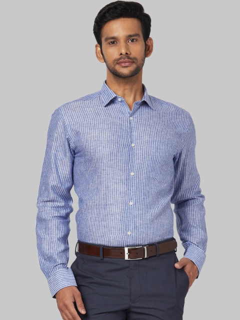 

Park Avenue Men Blue & Off-White Regular Fit Striped Formal Shirt