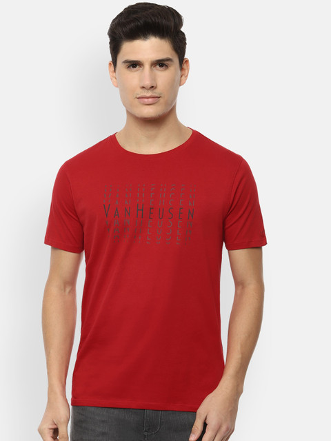 

V Dot Men Red Printed Round Neck T-shirt